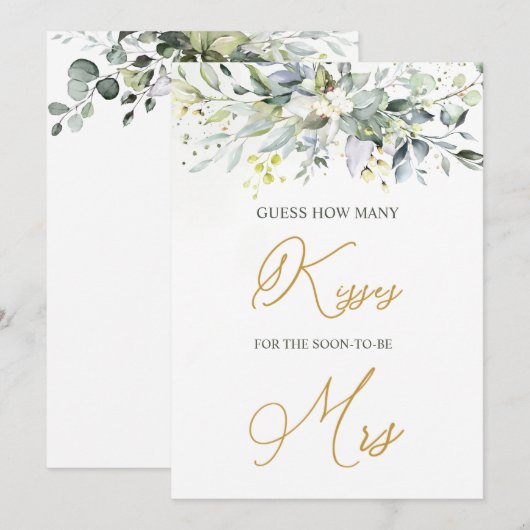 Greenery Eucalyptus raadt hoeveel kisses er binnen Kaart (Voorkant / Achterkant)