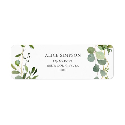Greenery Eucalyptus Return Address Etiket (Voorkant)
