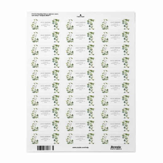 Greenery Eucalyptus Return Address Etiket (Full Sheet)