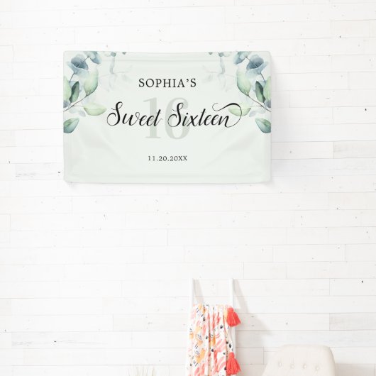 Greenery Eucalyptus Rustic Sweet 16 Spandoek (Insitu)
