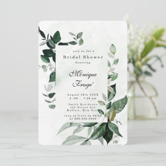 Greenery Eucalyptus Rustic Vrijgezellenfeest Kaart (Staand voorkant)