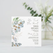 Greenery Eucalyptus Sage Elopement Receptie Kaart (Staand voorkant)