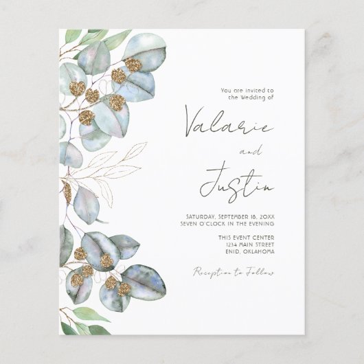 Greenery Eucalyptus Sage Wedding Invitation (Voorkant)