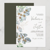 Greenery Eucalyptus Sage Wedding Invitation Kaart (Voorkant / Achterkant)