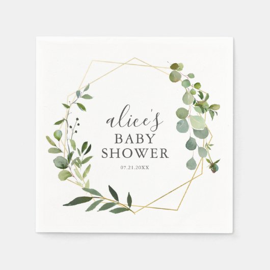 Greenery Eucalyptus Script Baby shower Servet (Voorkant)