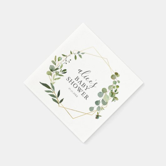 Greenery Eucalyptus Script Baby shower Servet (Hoek)
