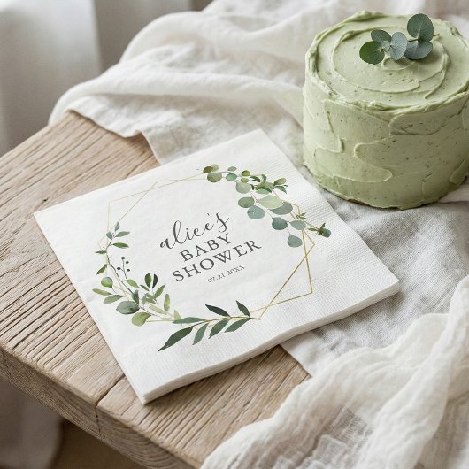 Greenery Eucalyptus Script Baby shower Servet