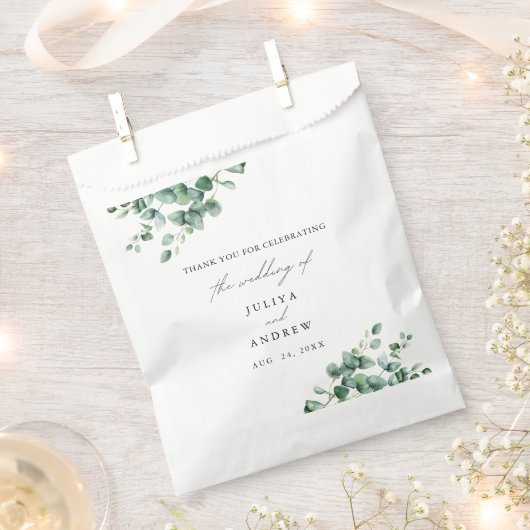 Greenery Eucalyptus script bruiloft Bedankzakje (Geknipt)