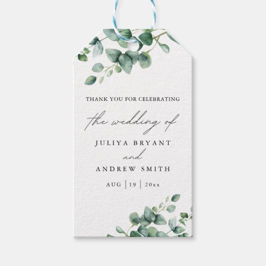 Greenery Eucalyptus script bruiloft Cadeaulabel (Voorkant)