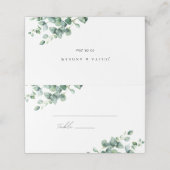 Greenery Eucalyptus script bruiloft Plaatskaartje (Buitenkant ongevouwen)