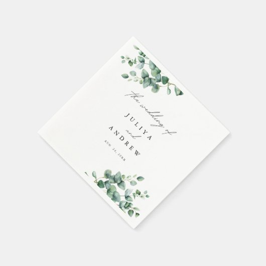 Greenery Eucalyptus script bruiloft Servet (Hoek)