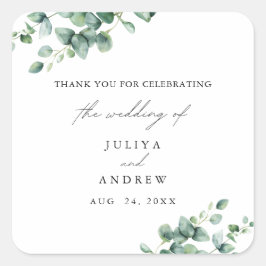 Greenery Eucalyptus script bruiloft Vierkante Sticker