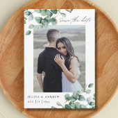 Greenery Eucalyptus script foto QR code Save The Date