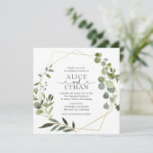 Greenery Eucalyptus Script Heart Wedding Kaart (Staand voorkant)
