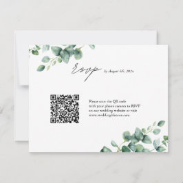 Greenery Eucalyptus script QR code bruiloft RSVP Kaartje