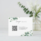 Greenery Eucalyptus script QR code bruiloft RSVP Kaartje (Staand voorkant)