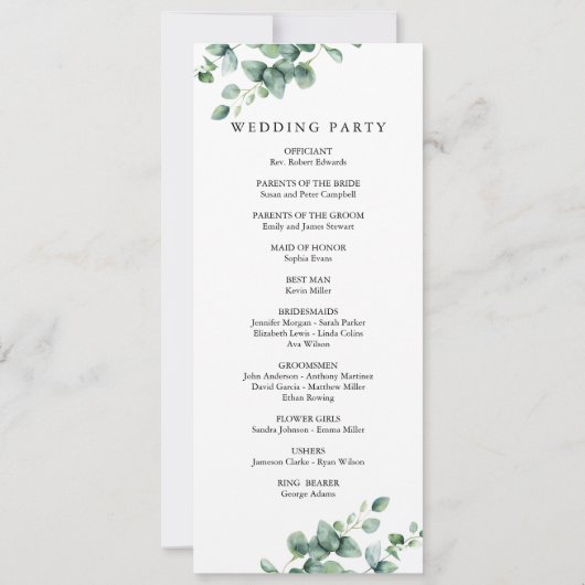 Greenery Eucalyptus script trouwkaart (Achterkant)