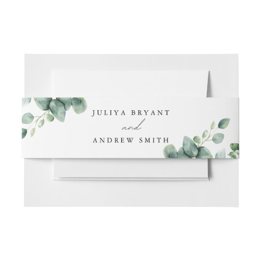 Greenery Eucalyptus script Uitnodigingen Wikkel (Voorkant Voorbeeld)