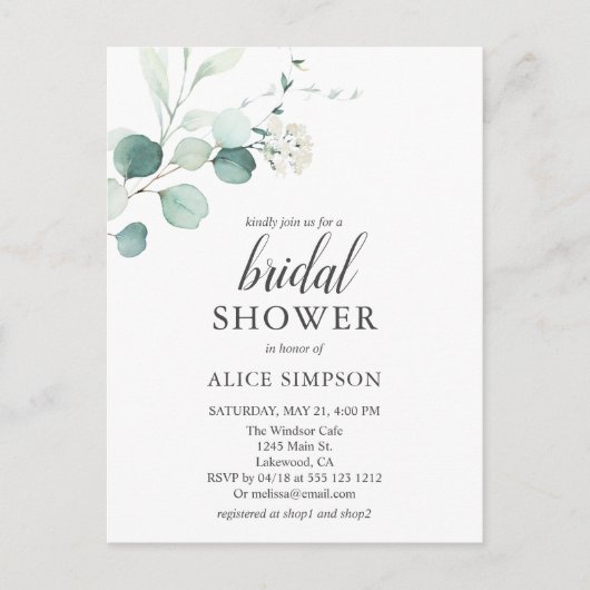 Greenery Eucalyptus Script Vrijgezellenfeest Briefkaart (Voorkant)