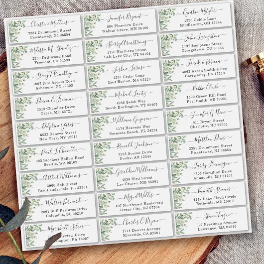Greenery Eucalyptus Script Weddenschap Sticker
