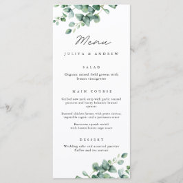 Greenery Eucalyptus script Wedding Menu kaart