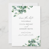 Greenery Eucalyptus scriptfoto Save The Date (Voorkant)