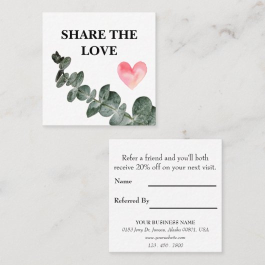 Greenery Eucalyptus Simple Business Aanbevelingskaartje (Voorkant / Achterkant)