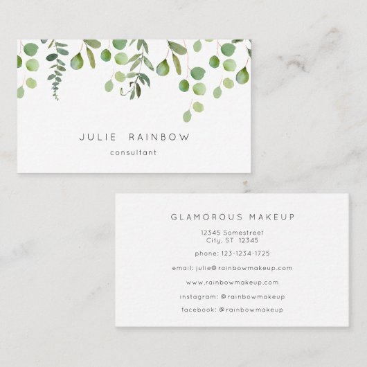 Greenery Eucalyptus Simple Visitekaartje (Voorkant / Achterkant)