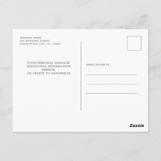 Greenery Eucalyptus Simple Wedding Invitation Briefkaart (Achterkant)