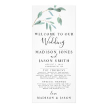 Greenery Eucalyptus Simple Wedding Programme