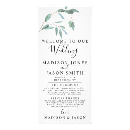 Greenery Eucalyptus Simple Wedding Programme Reclamekaart