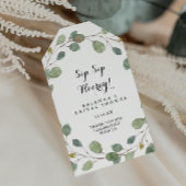 Greenery Eucalyptus Sip Sip Hooray Vrijgezellenfee Cadeaulabel