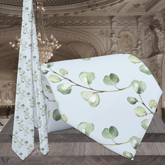 Greenery Eucalyptus Sky Blue Wedding Stropdas