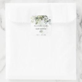 Greenery Eucalyptus Succulent Baby shower Vierkante Sticker
