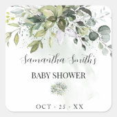Greenery Eucalyptus Succulent Baby shower Vierkante Sticker (Voorkant)