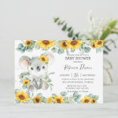 Greenery Eucalyptus Sunflower Koala Baby shower Kaart (Staand voorkant)