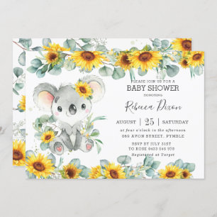 Greenery Eucalyptus Sunflower Koala Baby shower Kaart