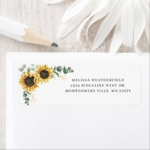 Greenery Eucalyptus Sunflower Return Address Etiket