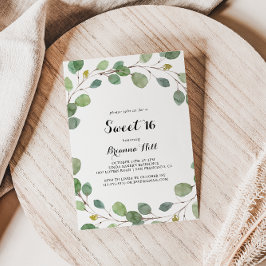 Greenery Eucalyptus Sweet 16 Birthday Party Kaart