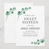 Greenery Eucalyptus Sweet Sixteen Birthday Kaart (Voorkant / Achterkant)