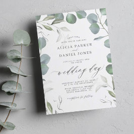 Greenery eucalyptus verlaat elegant script bruilof kaart