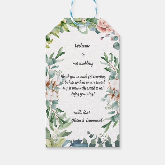 Greenery Eucalyptus Verlof Floral Wedding Cadeaulabel (Voorkant)