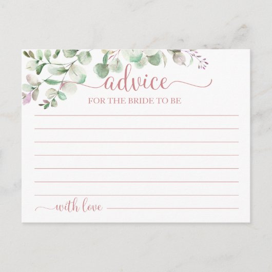 Greenery Eucalyptus Vrijgezellenfeest Advice Kaart (Voorkant)