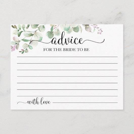 Greenery Eucalyptus Vrijgezellenfeest Advice Kaart (Voorkant)