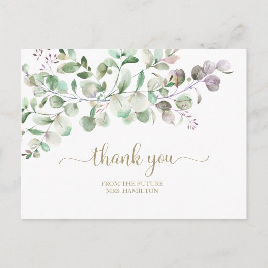 Greenery Eucalyptus Vrijgezellenfeest Dank u Postc Briefkaart (Voorkant)