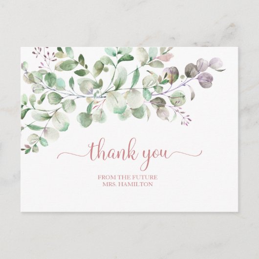 Greenery Eucalyptus Vrijgezellenfeest Dank u Postc Briefkaart (Voorkant)