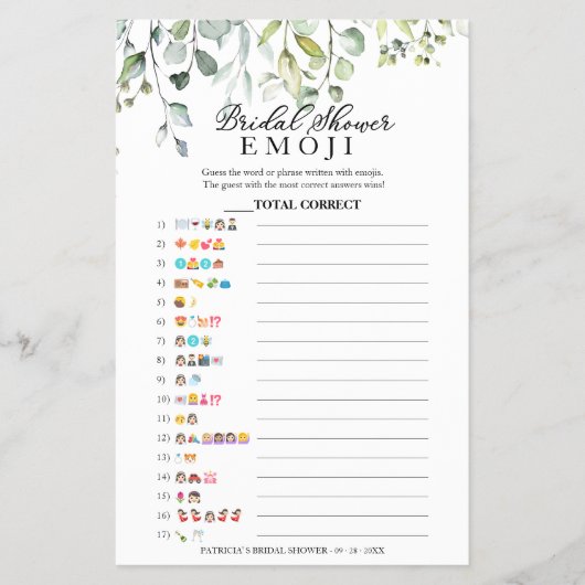 Greenery Eucalyptus Vrijgezellenfeest Emoji Pictio Flyer (Voorkant)