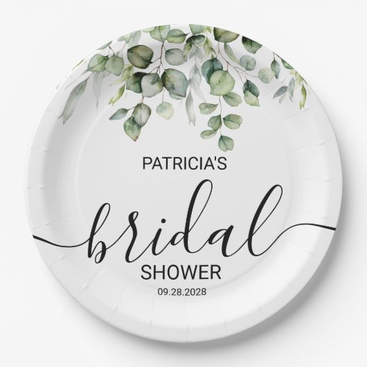 Greenery Eucalyptus Vrijgezellenfeest Papieren Bordje (Voorkant)