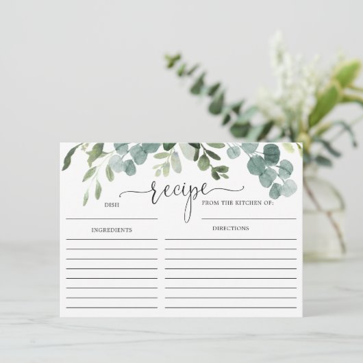 Greenery eucalyptus vrijgezellenfeest receptkaart informatiekaartje (Staand voorkant)
