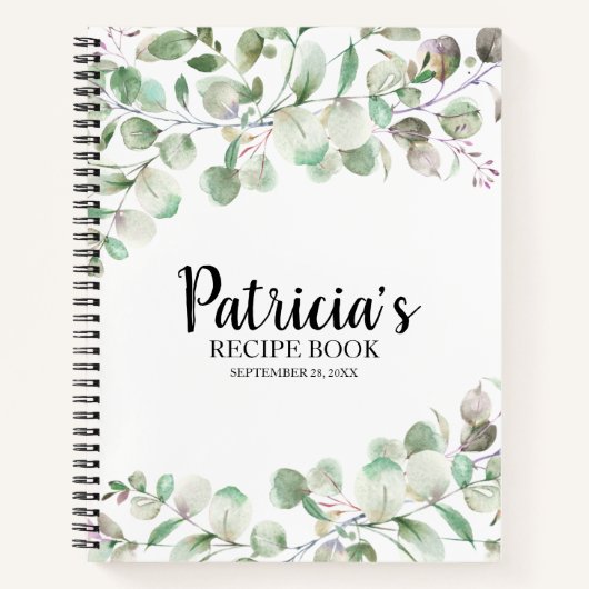 Greenery Eucalyptus Vrijgezellenfeest Recipe Book Notitieboek (Voorkant)